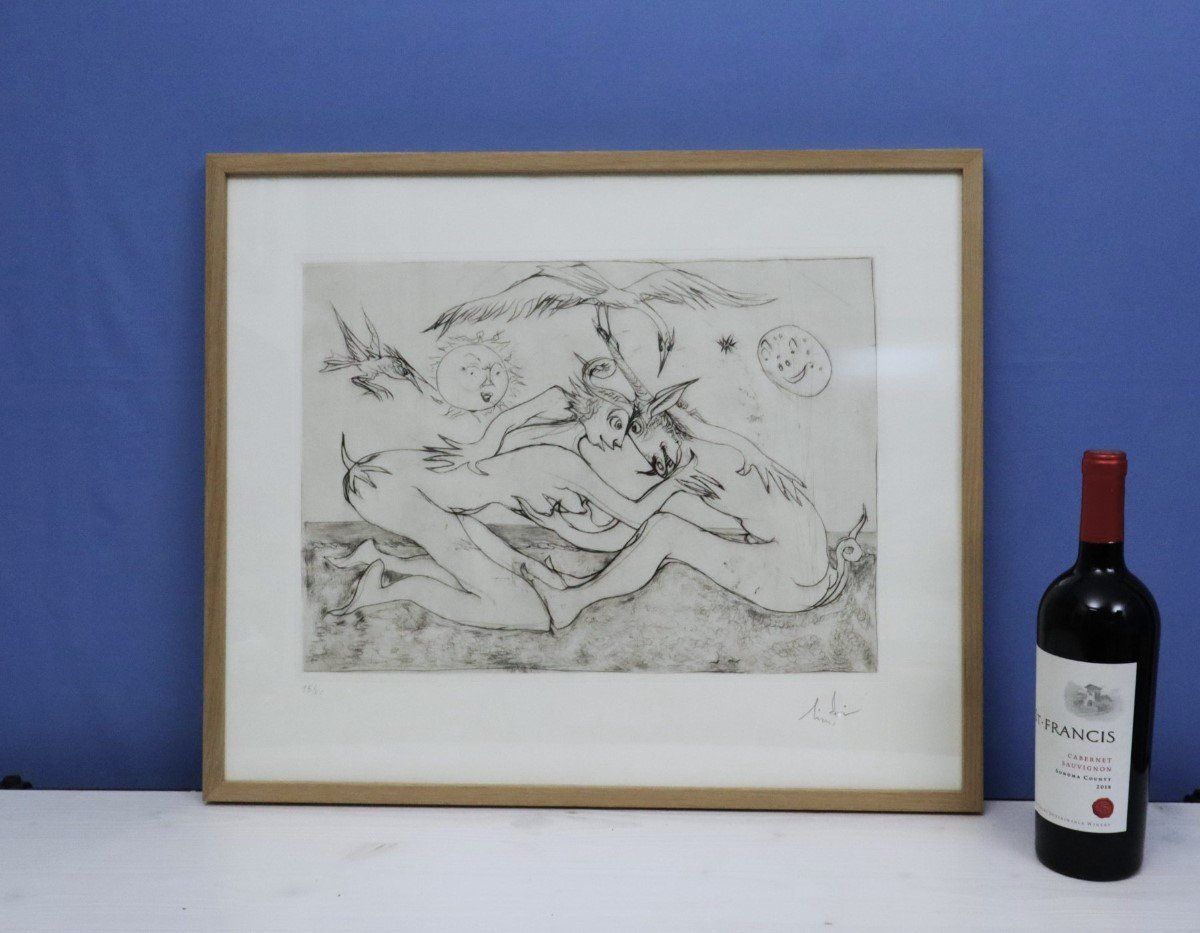 Gemälde: Albert Lindegger "Lindi" 1904-1991, Radierung, handsigniert – Gebraucht aus Zug von Kunst-Fundgrube