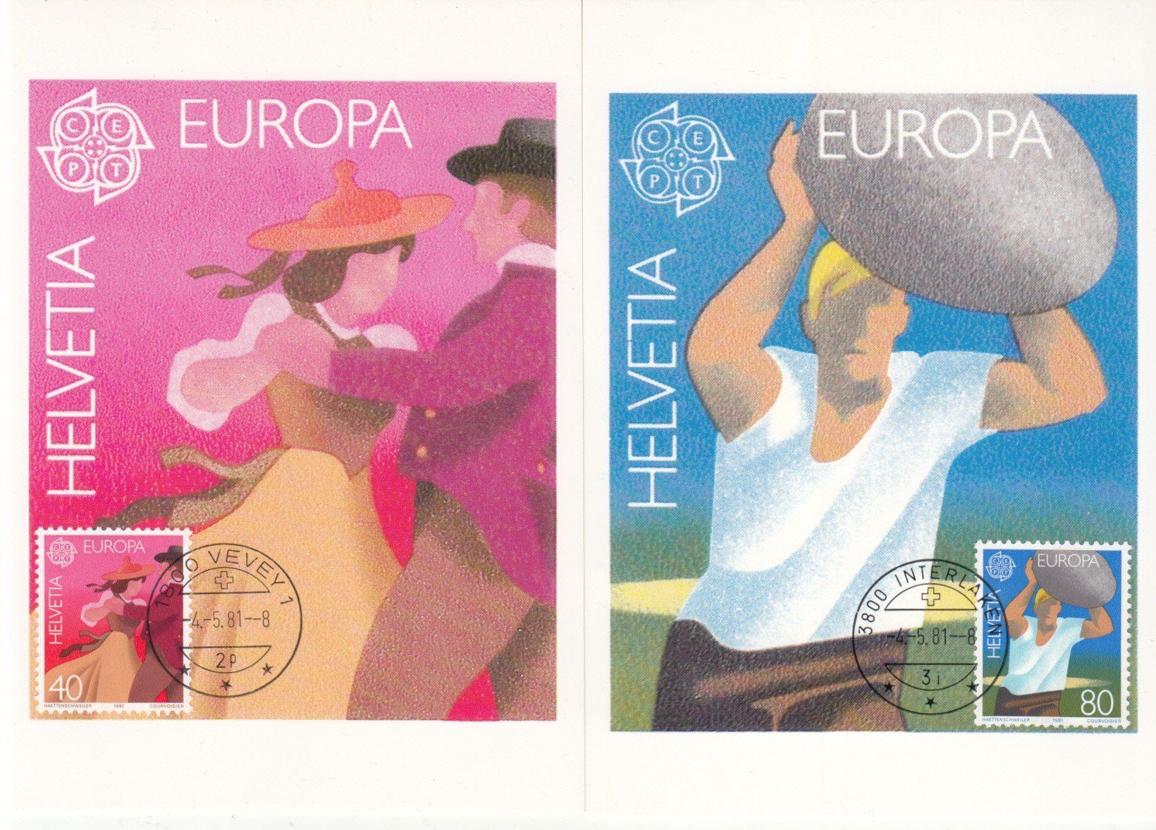 Tutti i francobolli: SBK 654 - 655 auf MK mit ET Ortsstempel – Usato da Bürglen TG venduto da StampGraf