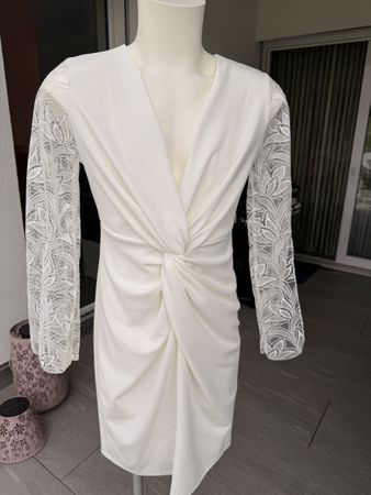 Kleid Bodyflirt weiss mit Spitze Langarm