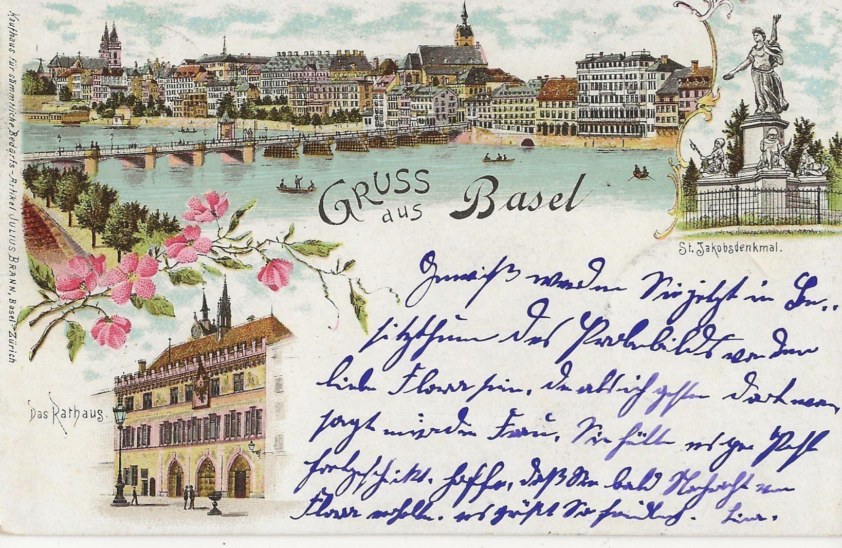 Ansichtskarten: Gruss aus Basel, Litho, 1900 – Gebraucht aus Frauenfeld von Merk52