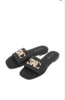 Black Slide Sandals with Gold Detail – Size 39