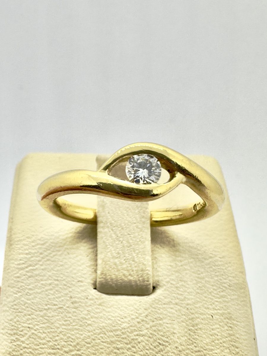 Anelli: 750/18 Karat Gold Ring mit 018 Ct Brillant – Usato da Murg venduto da MTGold 2