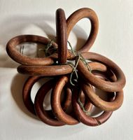 10 Vorhangringe aus Teak-Holz braun Set akzeptabler Zustand