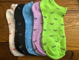 5 x Sneaker-Socken-Frühling-farbenfroh--bequem: Gr.36-40