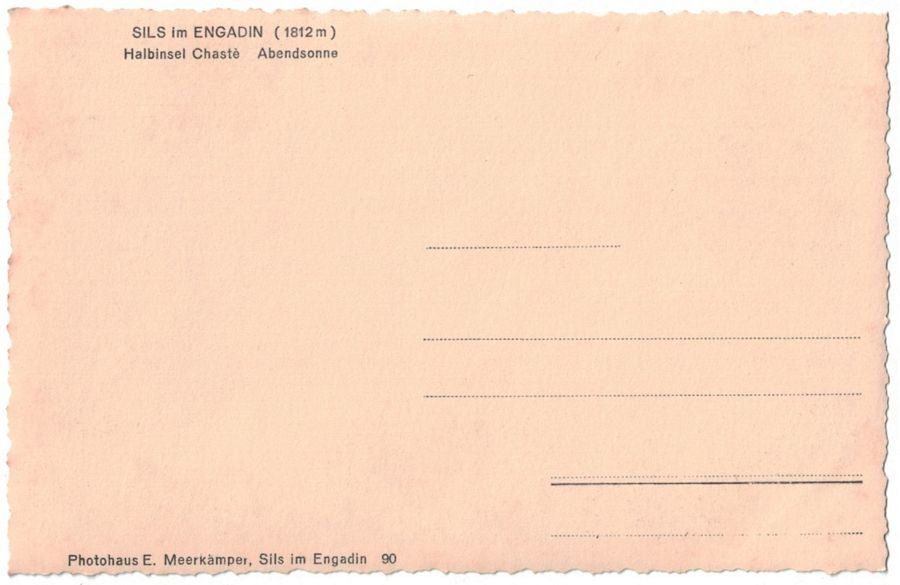 Cartoline postali: Sils, Chasté, Abendsonne – Usato da Frauenfeld venduto da POML 1