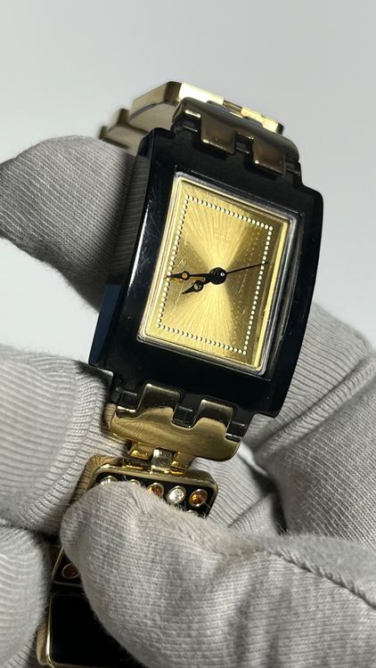 Damen Swatch Uhr, Gold/Schwarz, mit Strass-Steine... 7