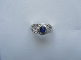 Saphir-Brillant Ring-18 K.Weissgold