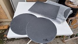 Schieferplatten Servierplatten Set mit 2 rund, 4 rechteckig
