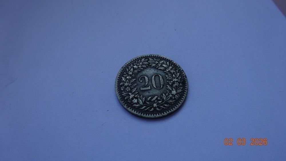 Alle Münzen: 20 Rappen 1851 qualité très rare – Gebraucht aus bassecourt von Oursvert 1