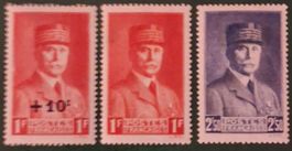 Lot de 3 Timbres français Pétain, neufs