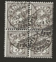 Schweiz Viererblock FM 59B GENEVE gestempelt Katalog 90.-