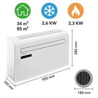 Wandklimaanlage PAC-W 2650 SH mit Heizfunktion und WiFi