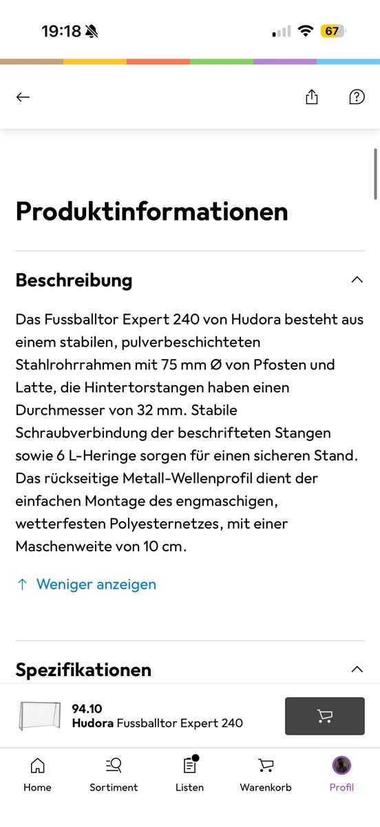 Porte da calcio e da hockey: Fussball Tor – Usato da Birmensdorf ZH venduto da natascha.6k 2