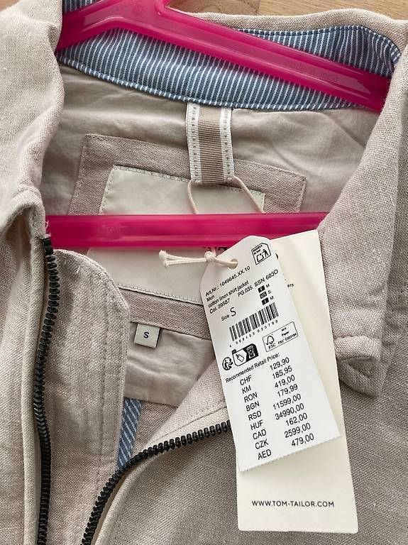 Tom Tailor Jacken: fabrikneue, ungetragene Leinen-Jacke, Tom Tailor, Gr. S – Neu und originalverpackt aus Otelfingen von pat_8jmb 2
