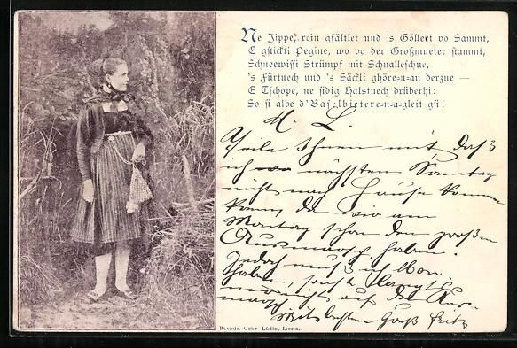 Ansichtskarten: AK Junges Mädchen in Tracht, 1899 – Gebraucht aus Berlin von bartko-reher