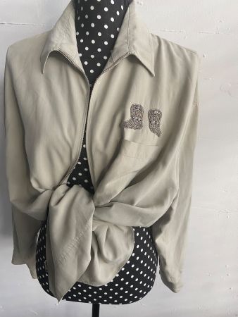 Vintage Seidenbluse mit Strass – One Size (S-M) – 90s Style