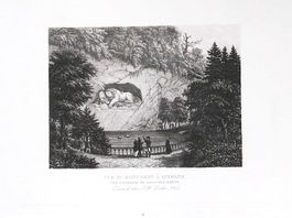 Luzern Löwendenkmal Aquatinta von Locher