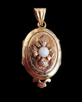 Antikes Französisches Medaillon Anhänger Opal 18ct Gold