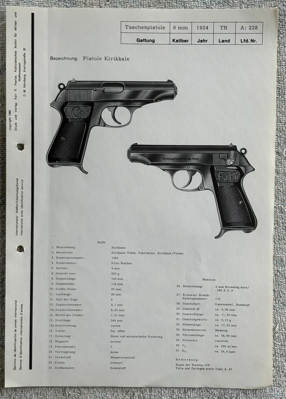 Stichwaffen: PISTOLE KIRIKKALE – Gebraucht aus Ostermundigen von wini63
