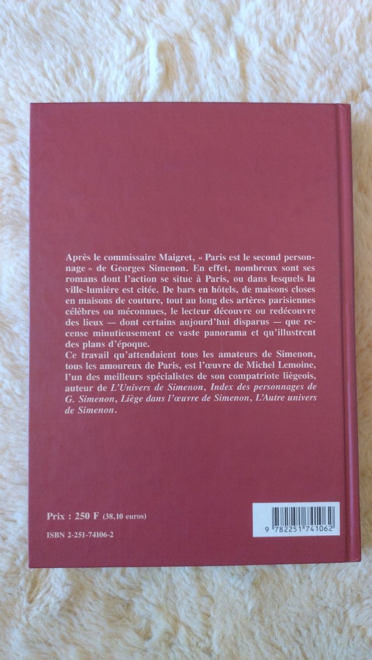 Bücher: Paris Chez Simenon: Bibliothèque Simenon, I - 2000 EBL – Gebraucht aus Farvagny-le-Grand von LaCaverne 1