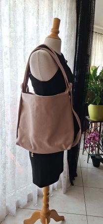 Sac en cuir beige-rosé