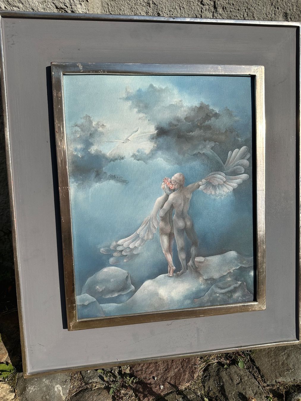 Gemälde: schönes Gemälde mit 2 Engeln Möve Wolken – Gebraucht aus Zürich von atlantis77 7