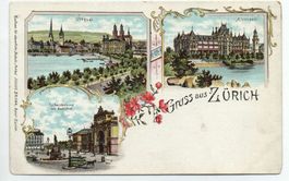 LITHO Gruss aus ZÜRICH Rössli-Tram