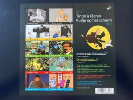 Tintin à l’écran - Feuille de 10 timbres belges** - 2011