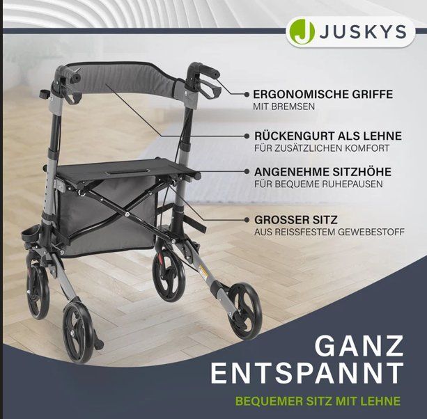 Ausili per la deambulazione: Aluminium Rollator klappbar grau – Nuovo e nell'imballaggio originale da Salmsach venduto da jamb-all-you-need 4