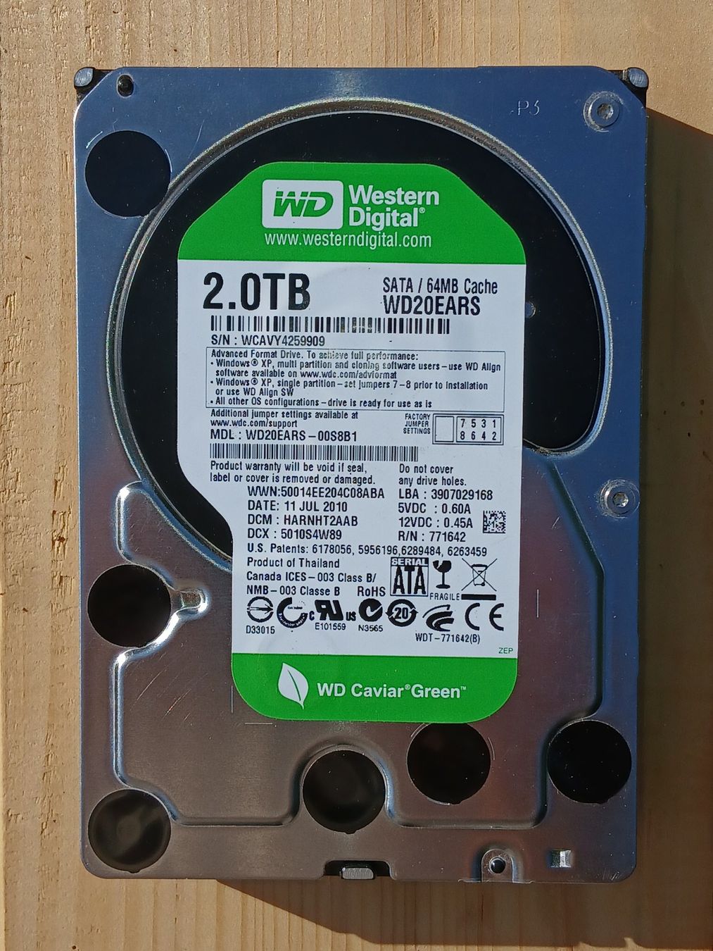 Western Digital Dischi rigidi: HDD WD green 2TB WD20EARS – Usato da Auswil venduto da Rudi60