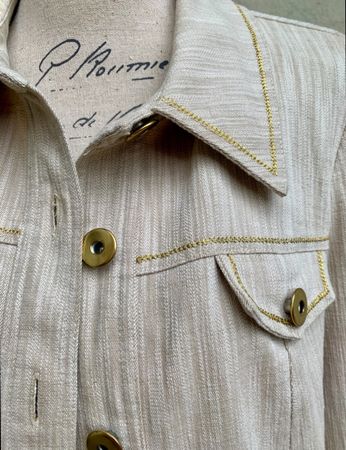 Ensemble 2 pièces jeans beige fil doré ANNE DE WEYBURN t.40