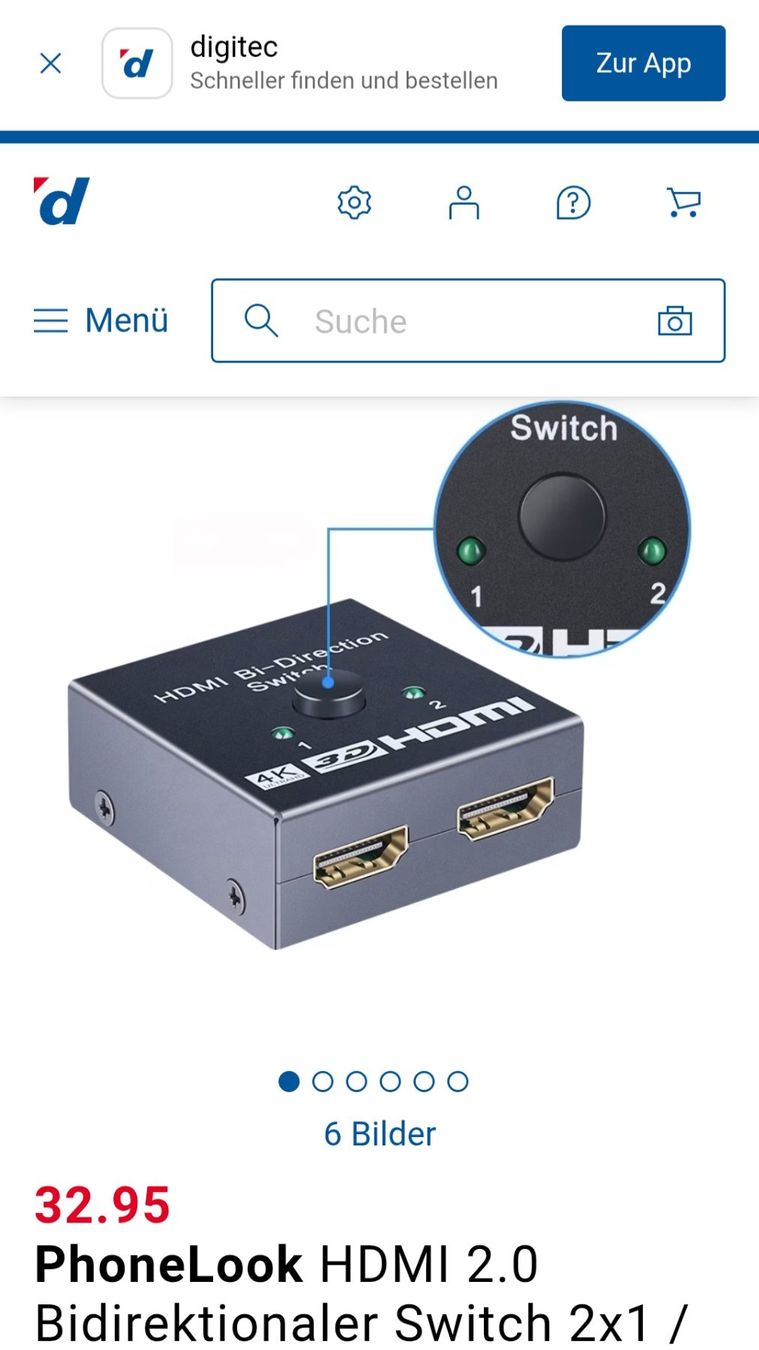 Adattatori: HDMI Switch / Digitec CHF 32.95 / HDMI 2.0 / bi-direktional – Nuovo e nell'imballaggio originale da Uster venduto da -FPS- 2