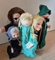 Handpuppen mit Holzgestell zum aufbewahren