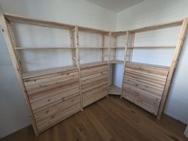 IKEA IVAR Regalwand Ecklösung Massivholz  mit Schubladen