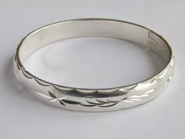 Vintage Armband breiter Armreif ziseliert massiv Silber 925