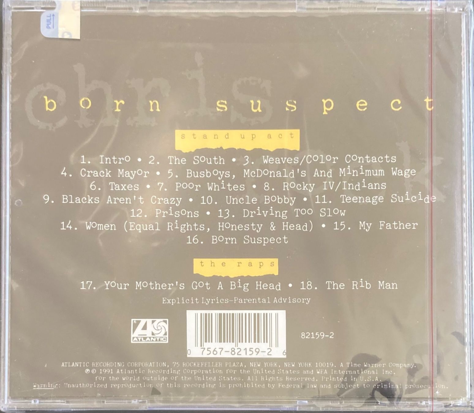 CD: CHRIS ROCK - BORN SUSPECT – Nuovo e nell'imballaggio originale da Poliez-Pittet venduto da Newtown-Records 1
