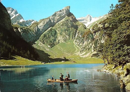 Cartoline postali: SEEALPSEE Altmann & Säntis, Ruderboot – Nuovo (secondo la descrizione) da Jona venduto da philajona