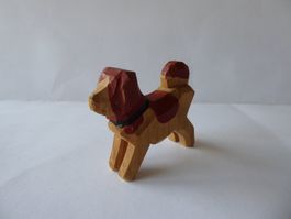 Handgeschnitzter, grosser Hund, 7,5cm lang, Fuchs Brienz
