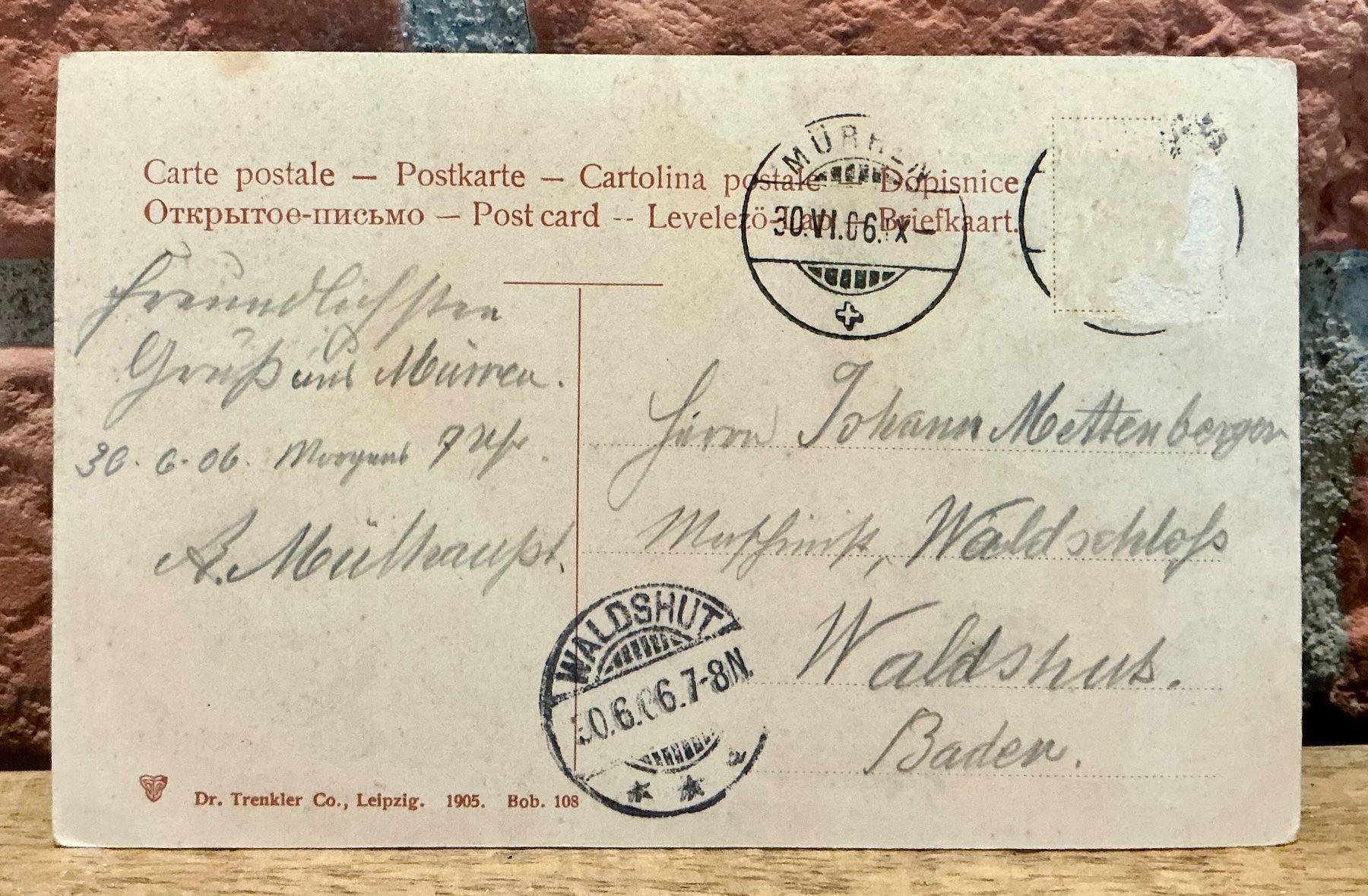 Cartoline postali: 1906 - MÜRREN - Total mit Eiger, Mönch & Jungfrau – Usato da Root venduto da ENGLAND-TREASURES 2