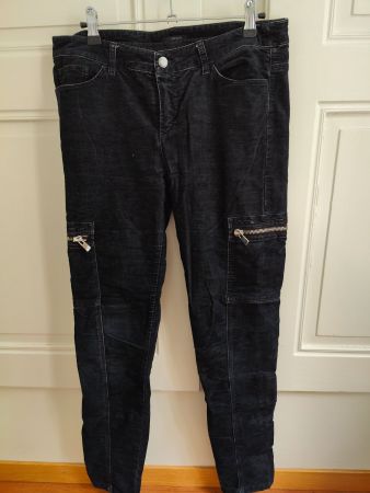 Pantalon slim noir IKKS en velours T.38
