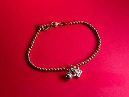 Rotgoldenes Armband Glöckchen & Engel Charm 925 Silber