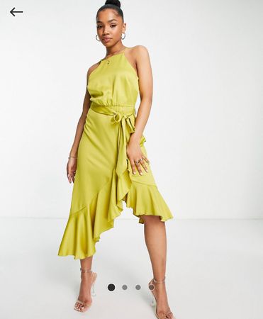 Hochzeitsgast Kleid Grün/Gelb Midi Maxi