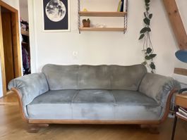 Vintage 3-Sitzer Sofa mit massivem Holzrahmen