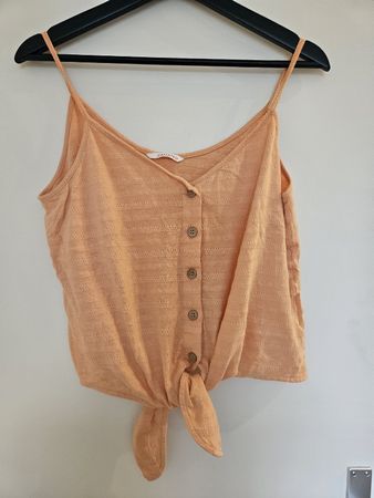 Débardeur Camaïeu orange à boutons noué bon état