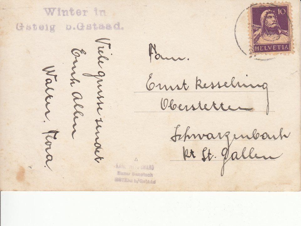Cartoline postali: Gsteig 1931 – Usato da Bürglen TG venduto da StampGraf 1