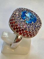 Ring mit Blautopas Safir Granat in Silber 925