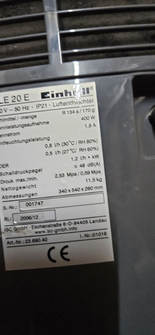 Einhell Deumidificatori: Luftentfeuchter Einhell NLE 20 E – Usato da Ebikon venduto da Urs_lebt 1