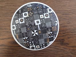 Keramikdose mit Deckel (Vintage, schwarz-weiss gemustert)