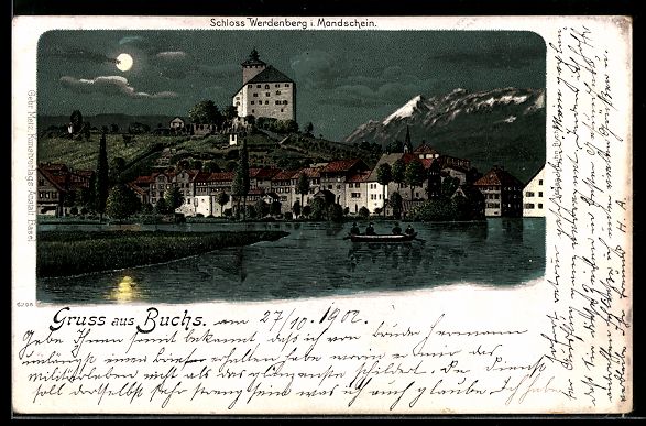 Ansichtskarten: Lithographie Buchs, Schloss Werdenberg – Gebraucht aus Berlin von bartko-reher
