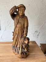 Heiliger St. Bernhard mit Hund Barry Holzfigur Handgescnitz
